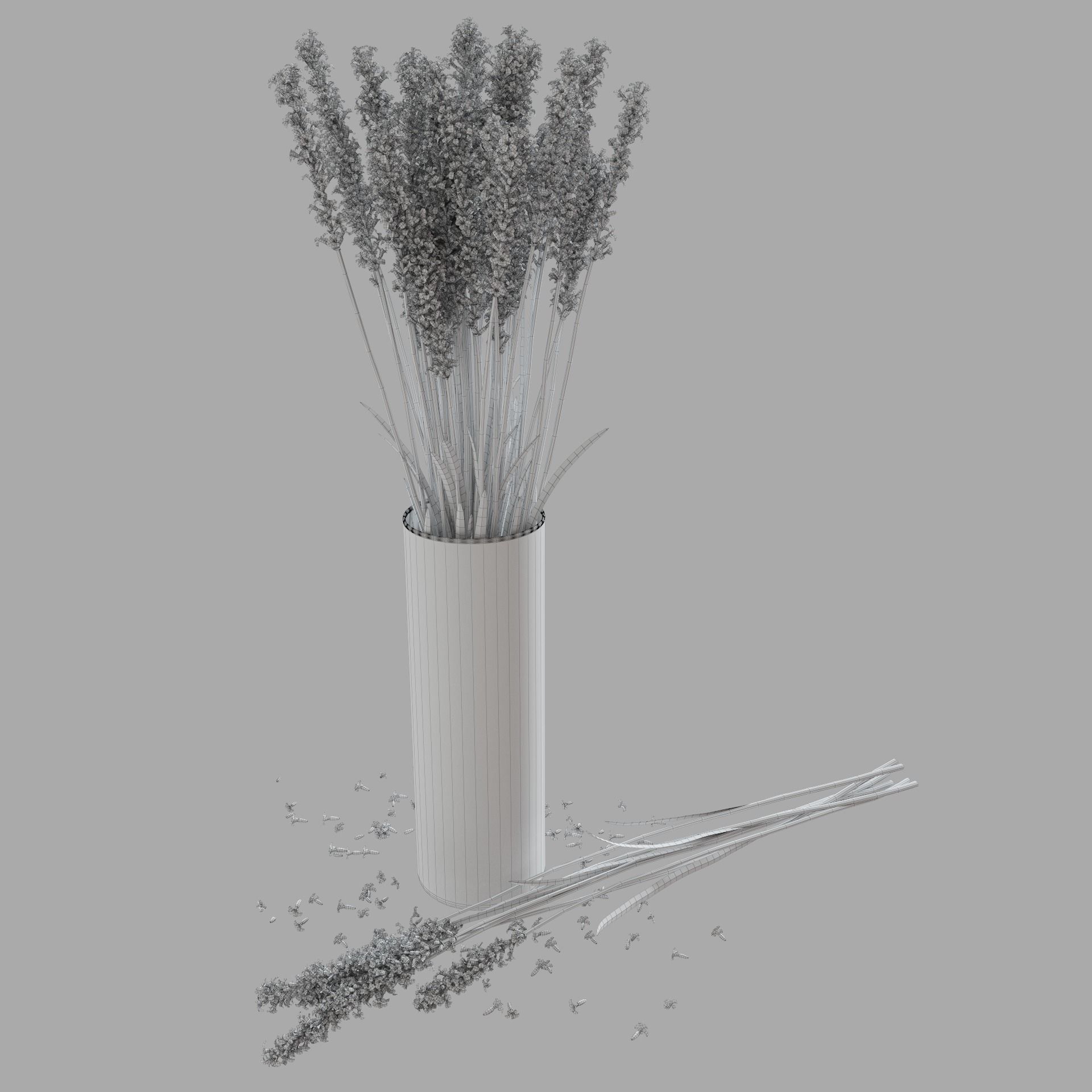The bouquet of lavender in a vase 3D model_12