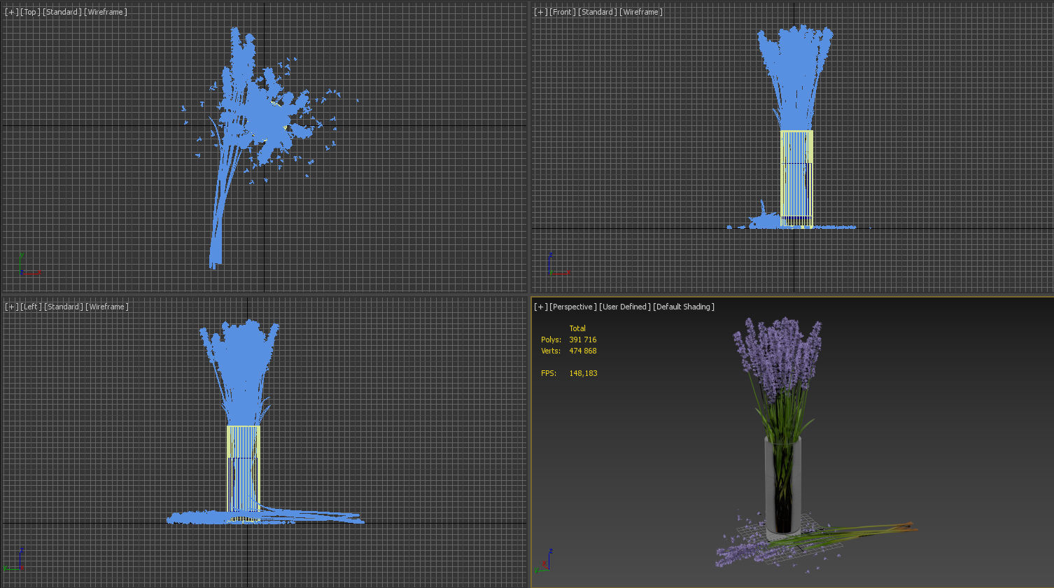 The bouquet of lavender in a vase 3D model_24