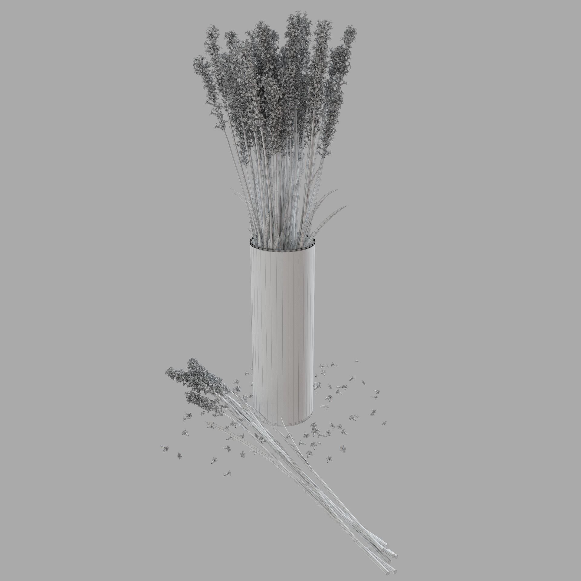 The bouquet of lavender in a vase 3D model_11