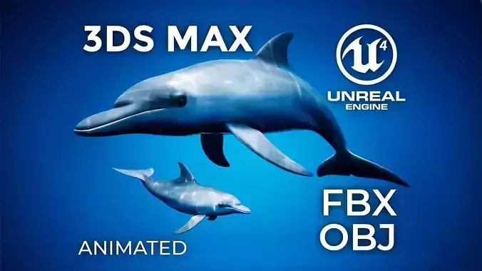 Dolphin Animation Pack - UE4 3ds Max Low-poly 3D model