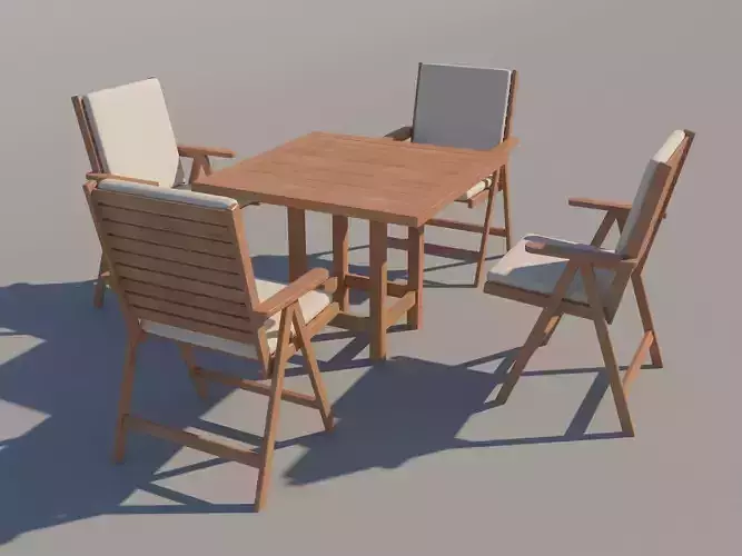 Outdoor Table and Chairs Low-poly 3D model