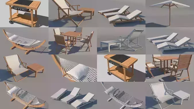 Garden Furniture 3D Model Collection
