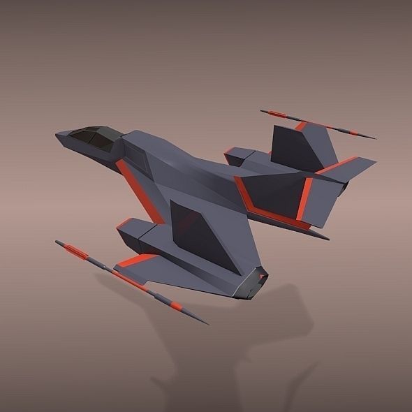 Futuristic spacecraft concept Low-poly 3D model_4