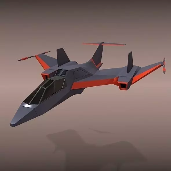 Futuristic spacecraft concept Low-poly 3D model_0