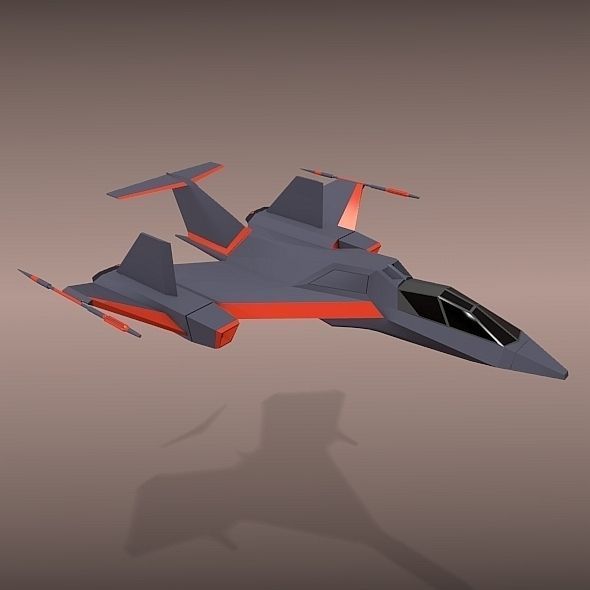 Futuristic spacecraft concept Low-poly 3D model_5