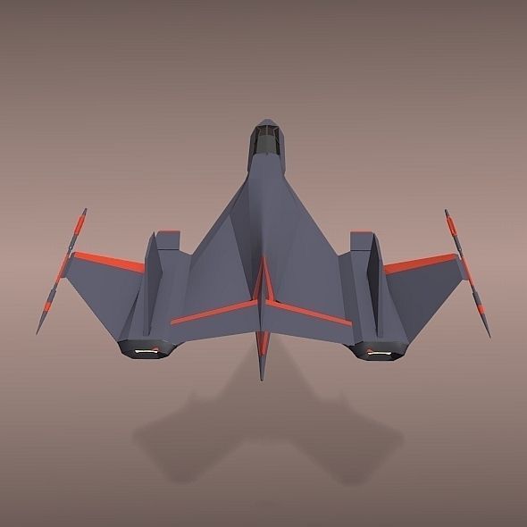 Futuristic spacecraft concept Low-poly 3D model_6