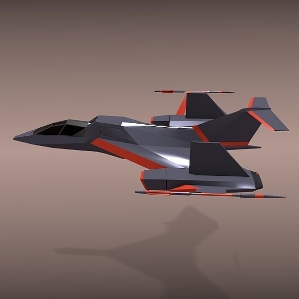 Futuristic spacecraft concept Low-poly 3D model_1