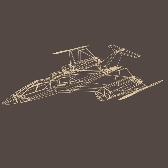 Futuristic spacecraft concept Low-poly 3D model_8