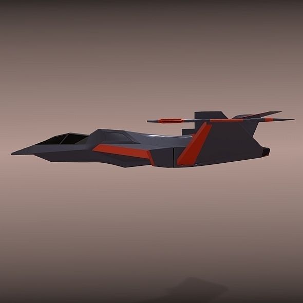 Futuristic spacecraft concept Low-poly 3D model_2