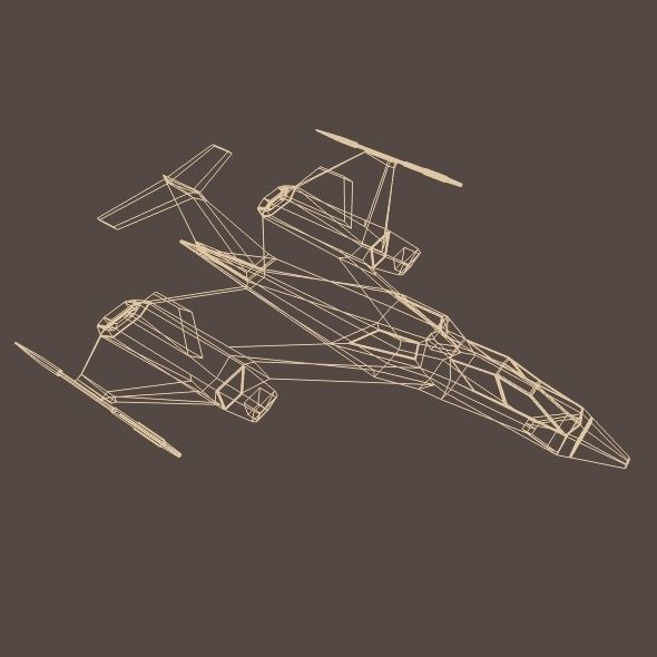 Futuristic spacecraft concept Low-poly 3D model_9