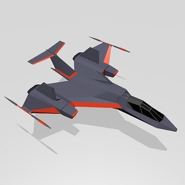 Futuristic spacecraft concept Low-poly 3D model_7