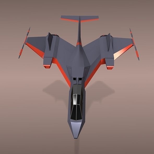 Futuristic spacecraft concept Low-poly 3D model_3