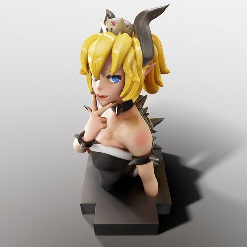 Bowsette bust of female anime character 3D print model