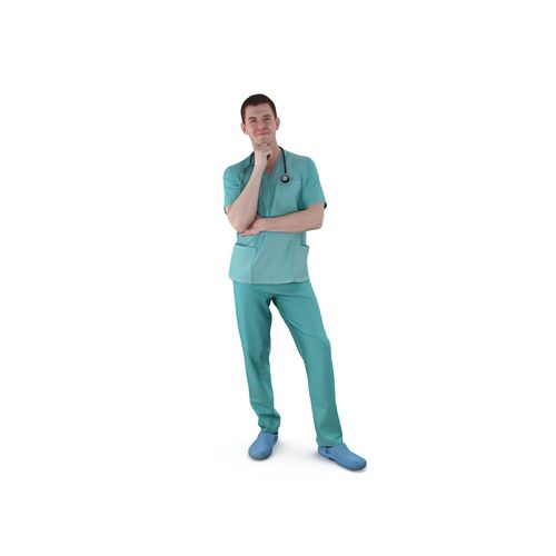 Doctor Thinking Low-poly 3D model