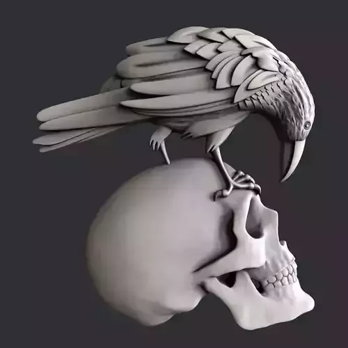 3d STL models for CNC raven skull