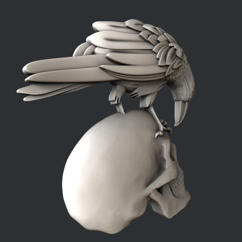 3d STL models for CNC raven skull 3D model_2