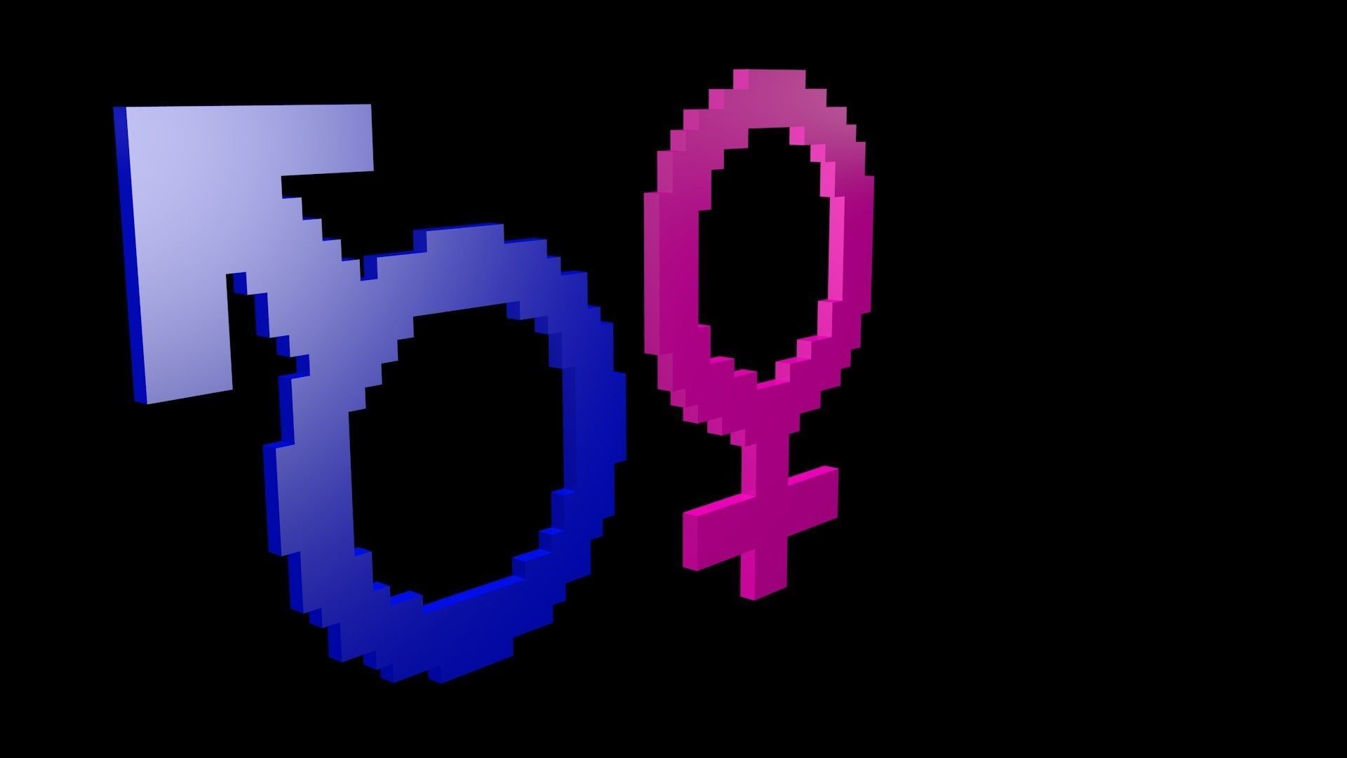 Symbols of gender voxel Low-poly 3D model_1