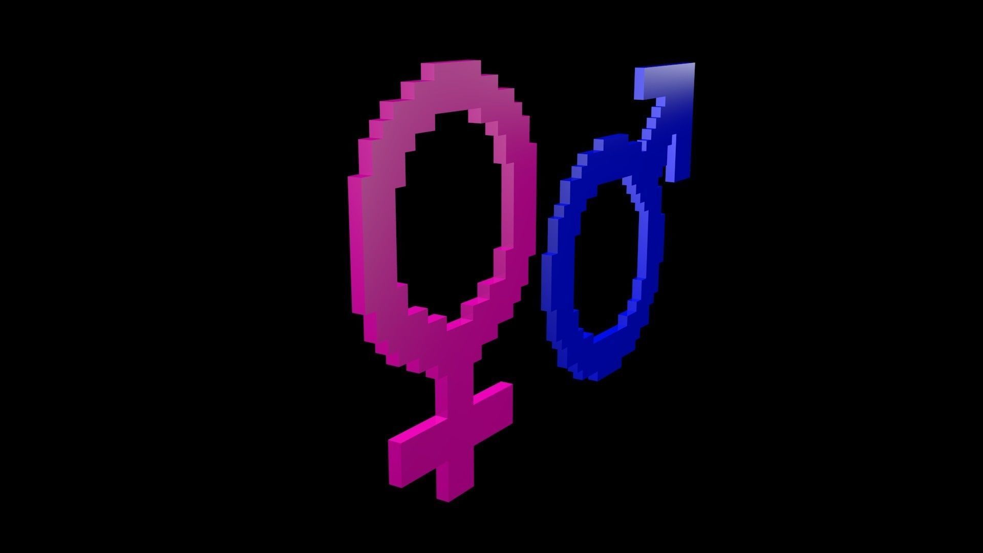 Symbols of gender voxel Low-poly 3D model_6