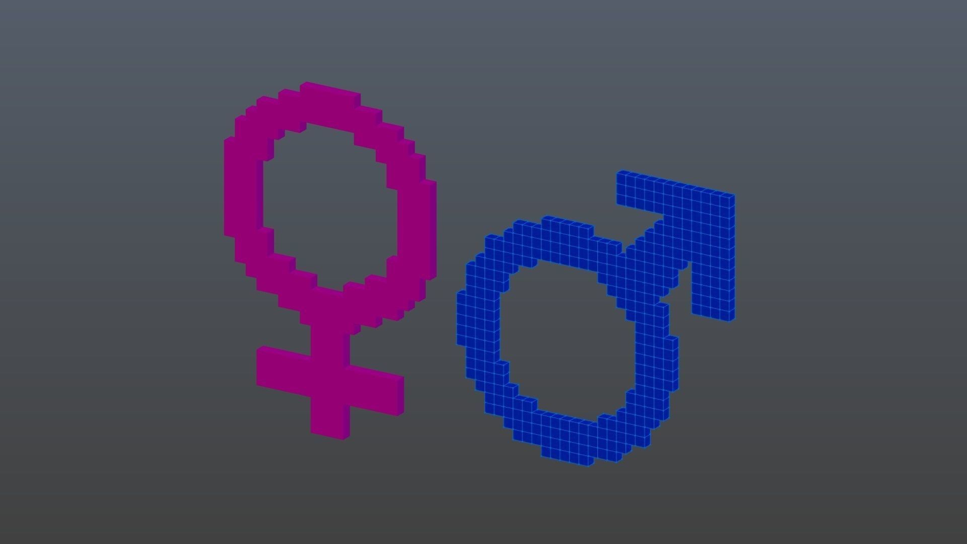 Symbols of gender voxel Low-poly 3D model_10
