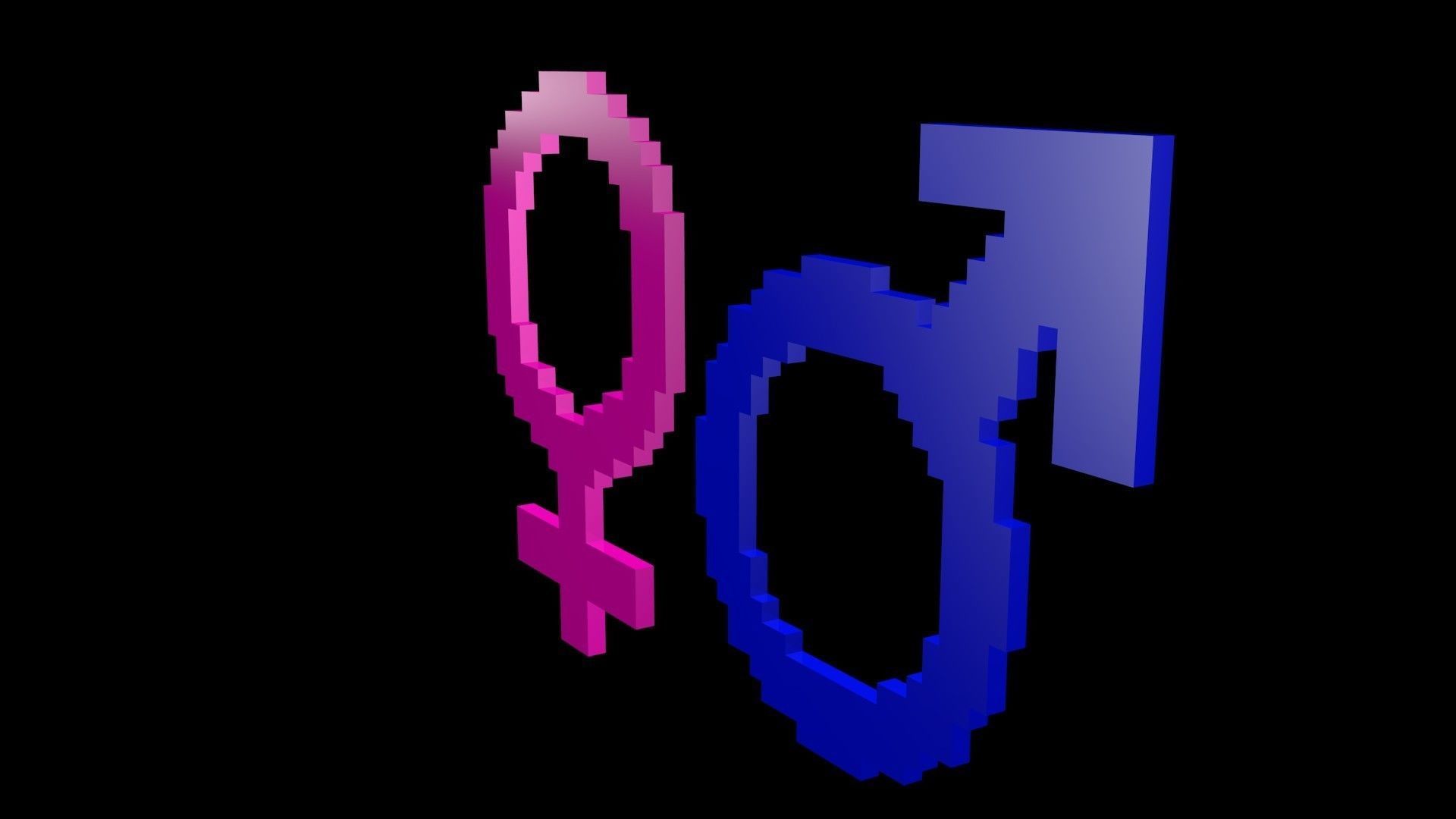 Symbols of gender voxel Low-poly 3D model_5