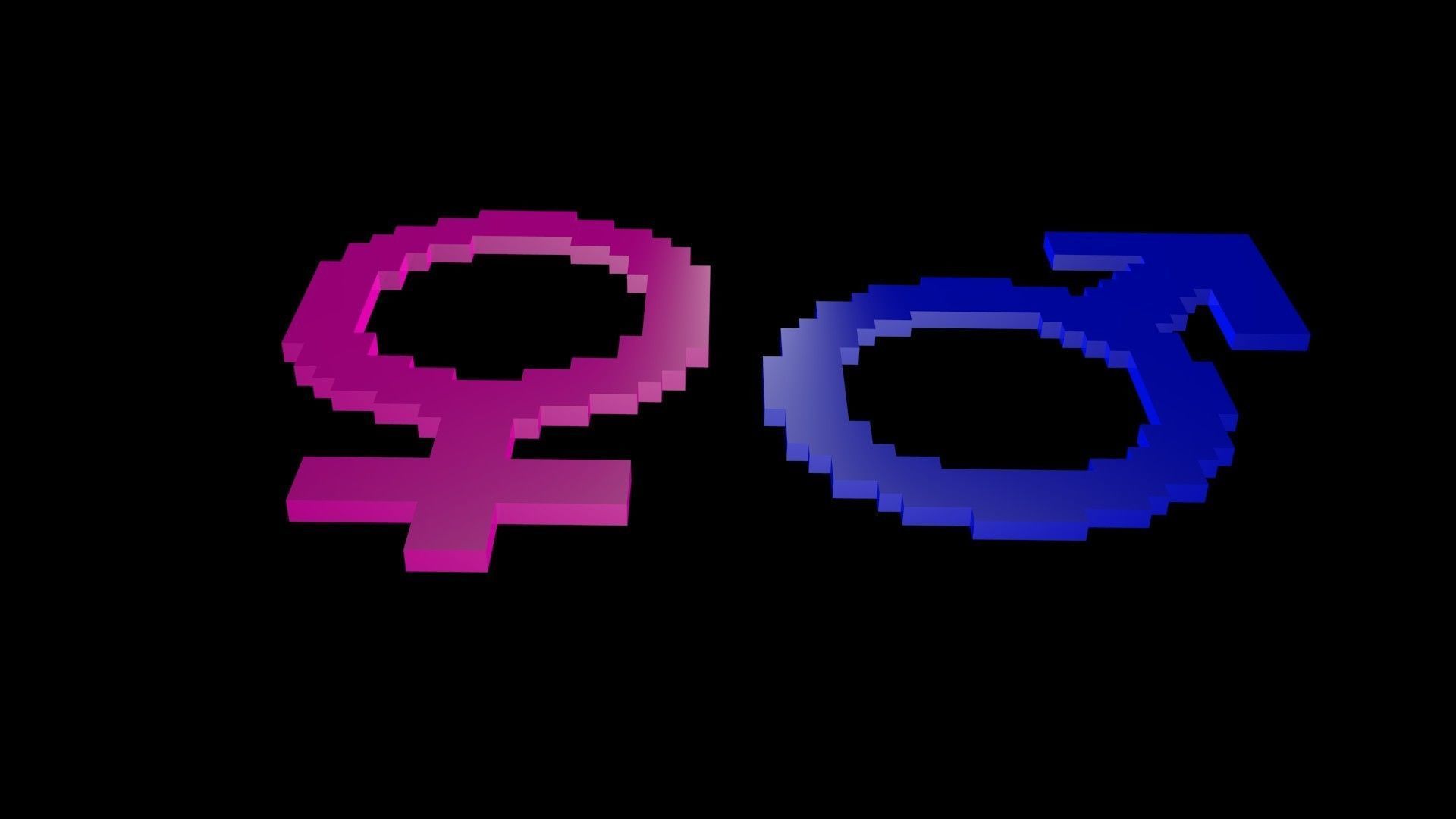 Symbols of gender voxel Low-poly 3D model_2