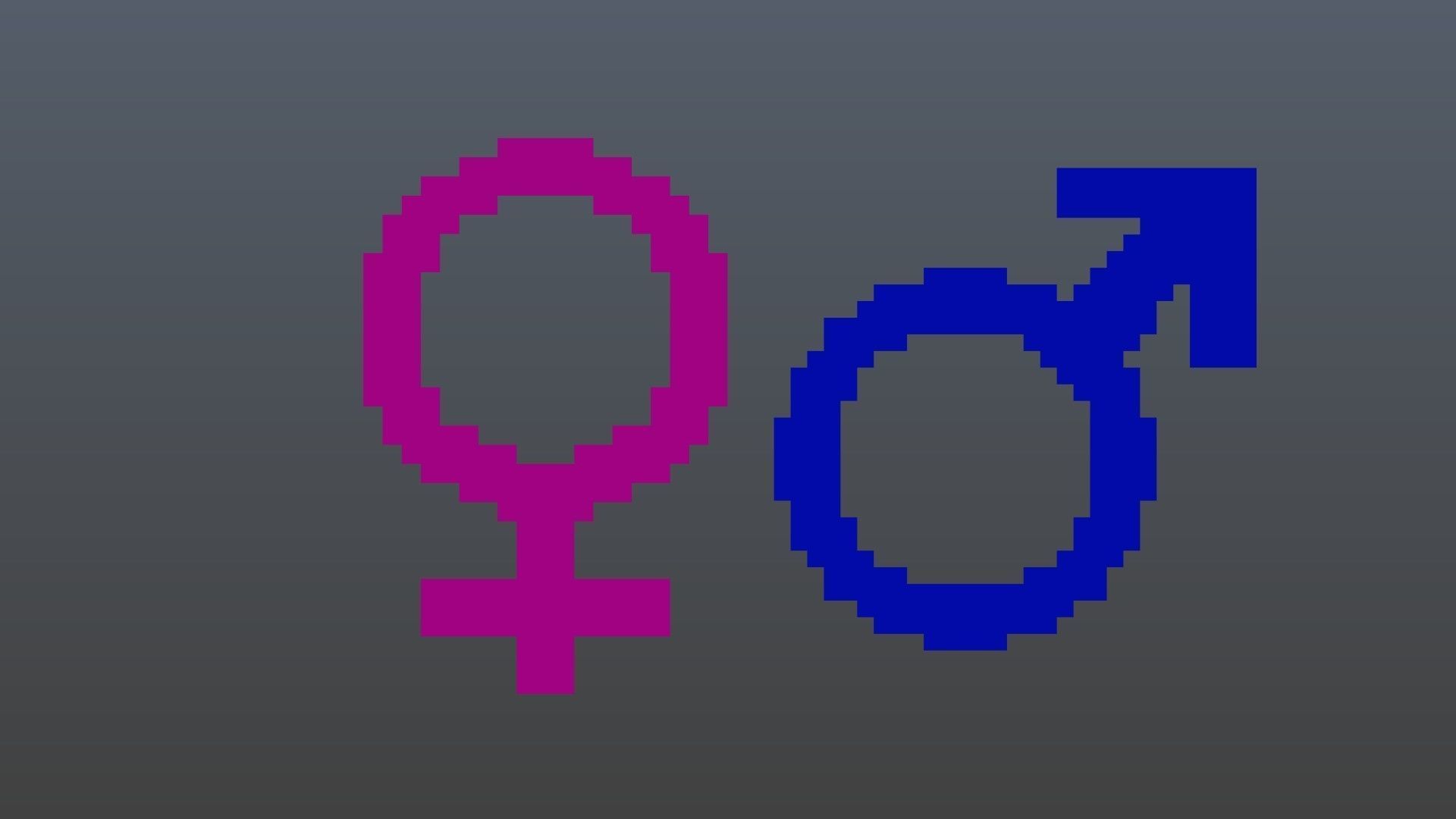 Symbols of gender voxel Low-poly 3D model_7