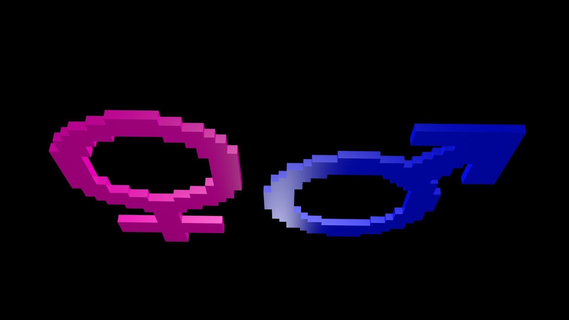 Symbols of gender voxel Low-poly 3D model_3