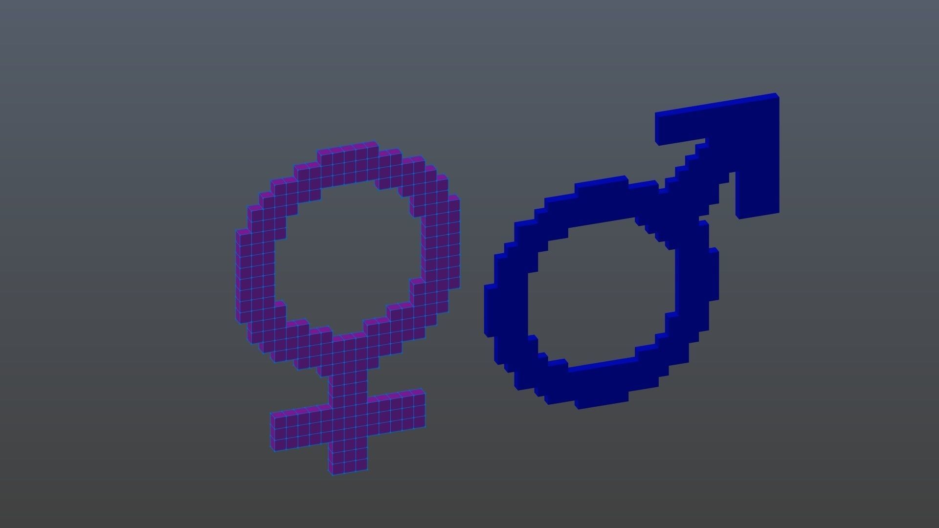 Symbols of gender voxel Low-poly 3D model_9