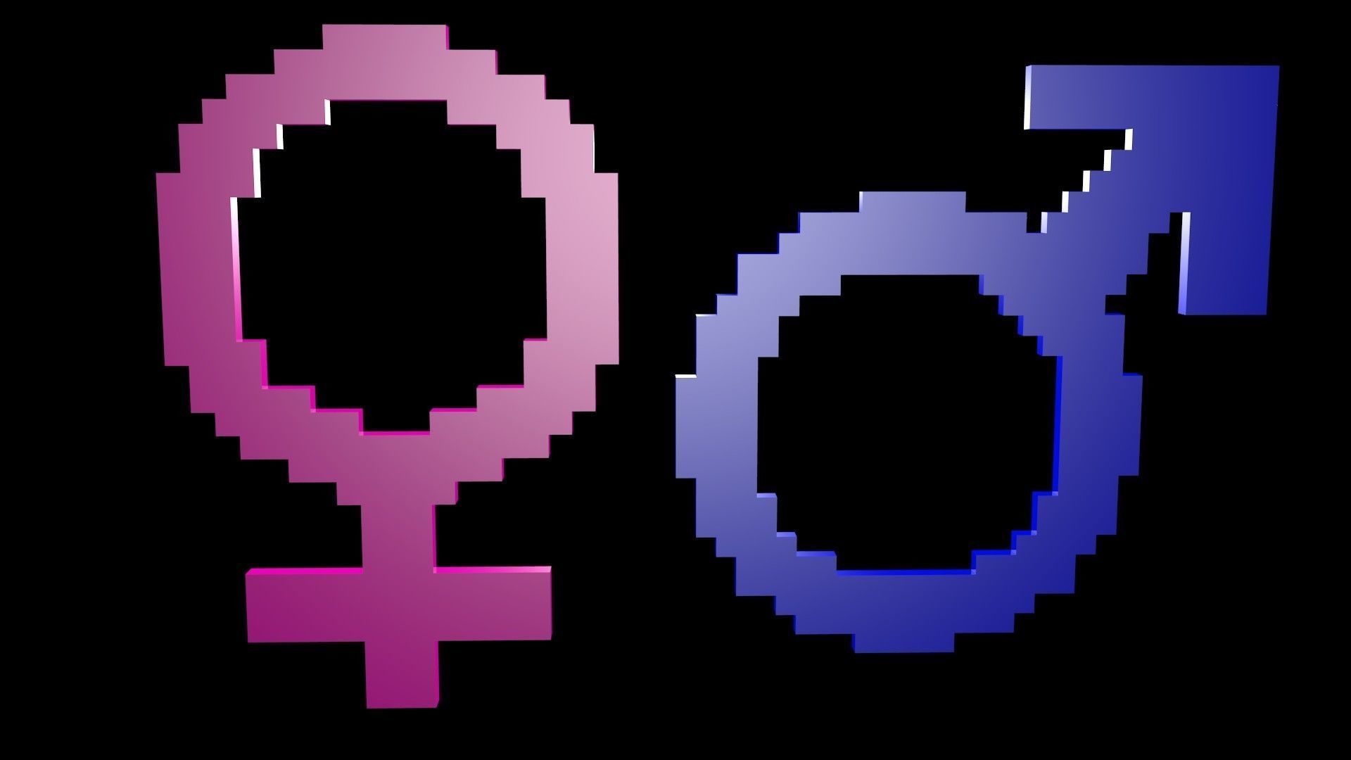 Symbols of gender voxel Low-poly 3D model_0