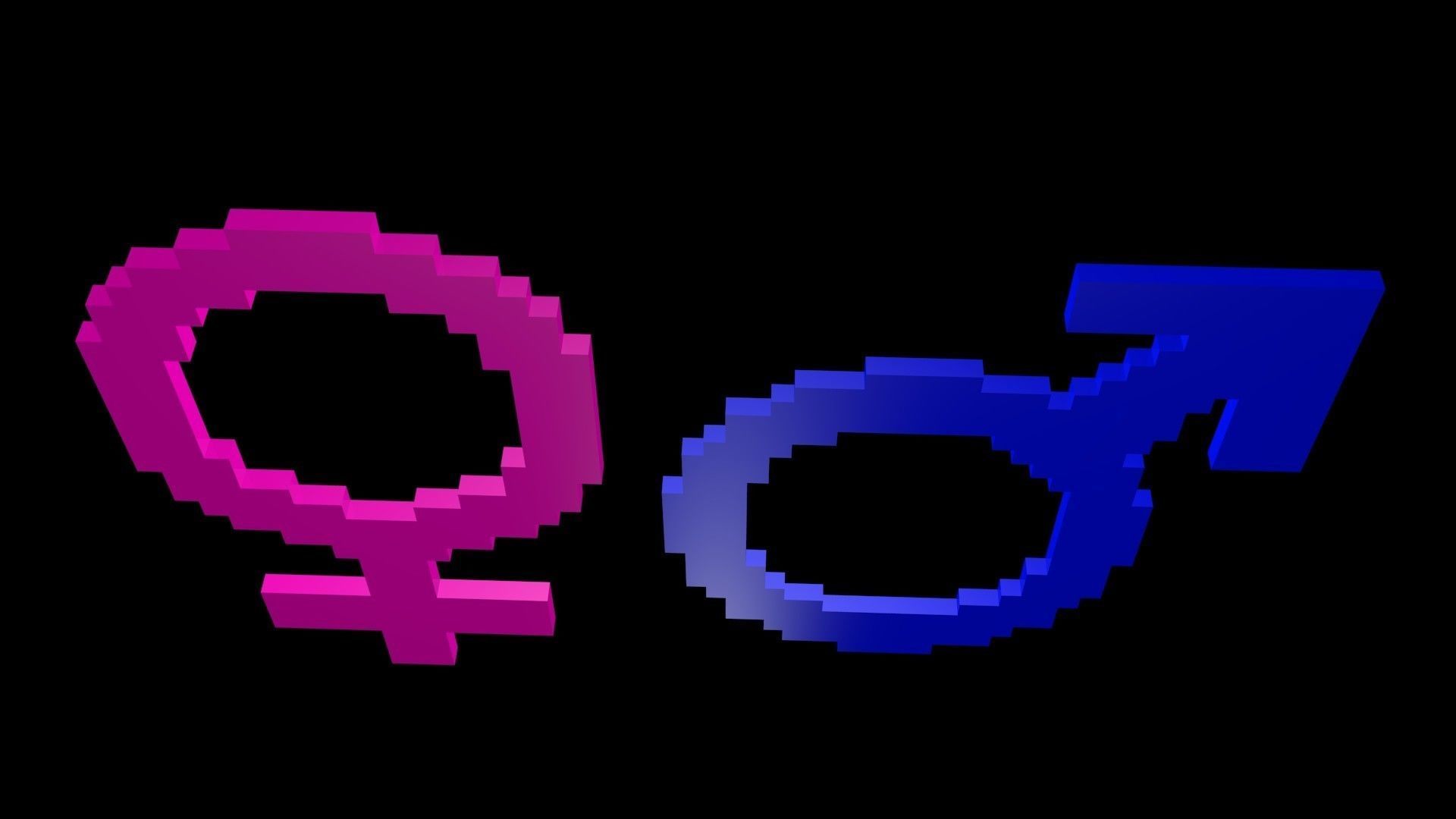 Symbols of gender voxel Low-poly 3D model_4