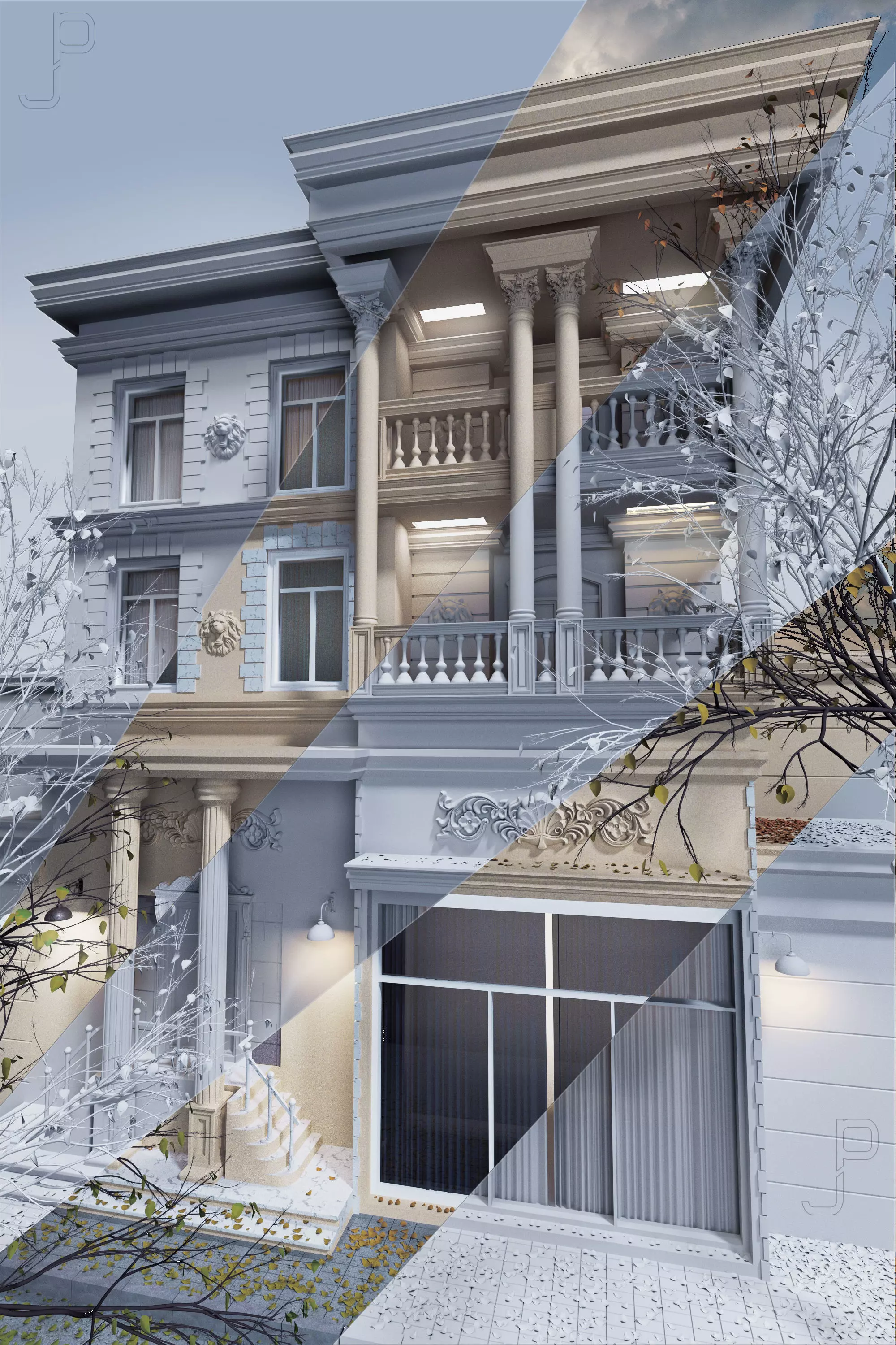 Classic House 3D model_0