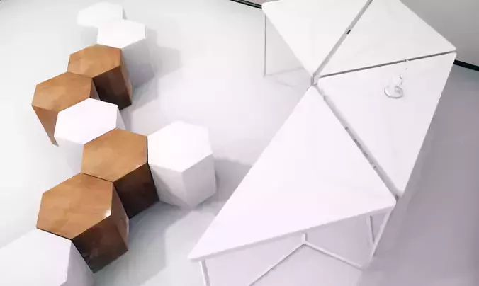 Modular table shelf chair UE4