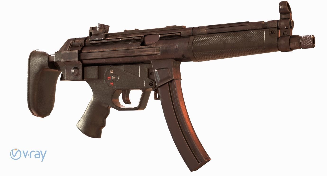 HK MP5 A3 Low-poly 3D model_2