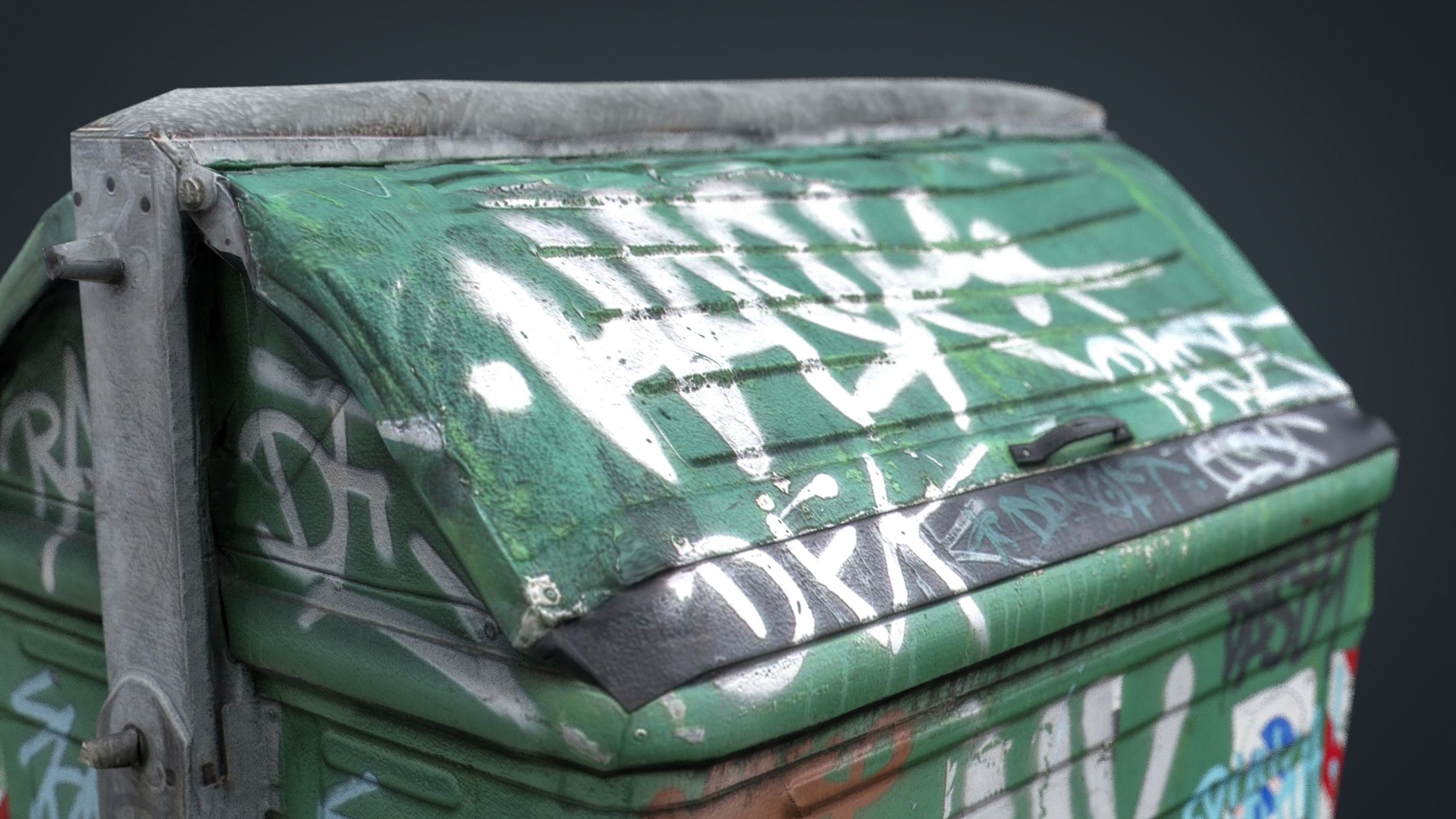 DUMPSTER trash can with graffiti Low-poly 3D model_2