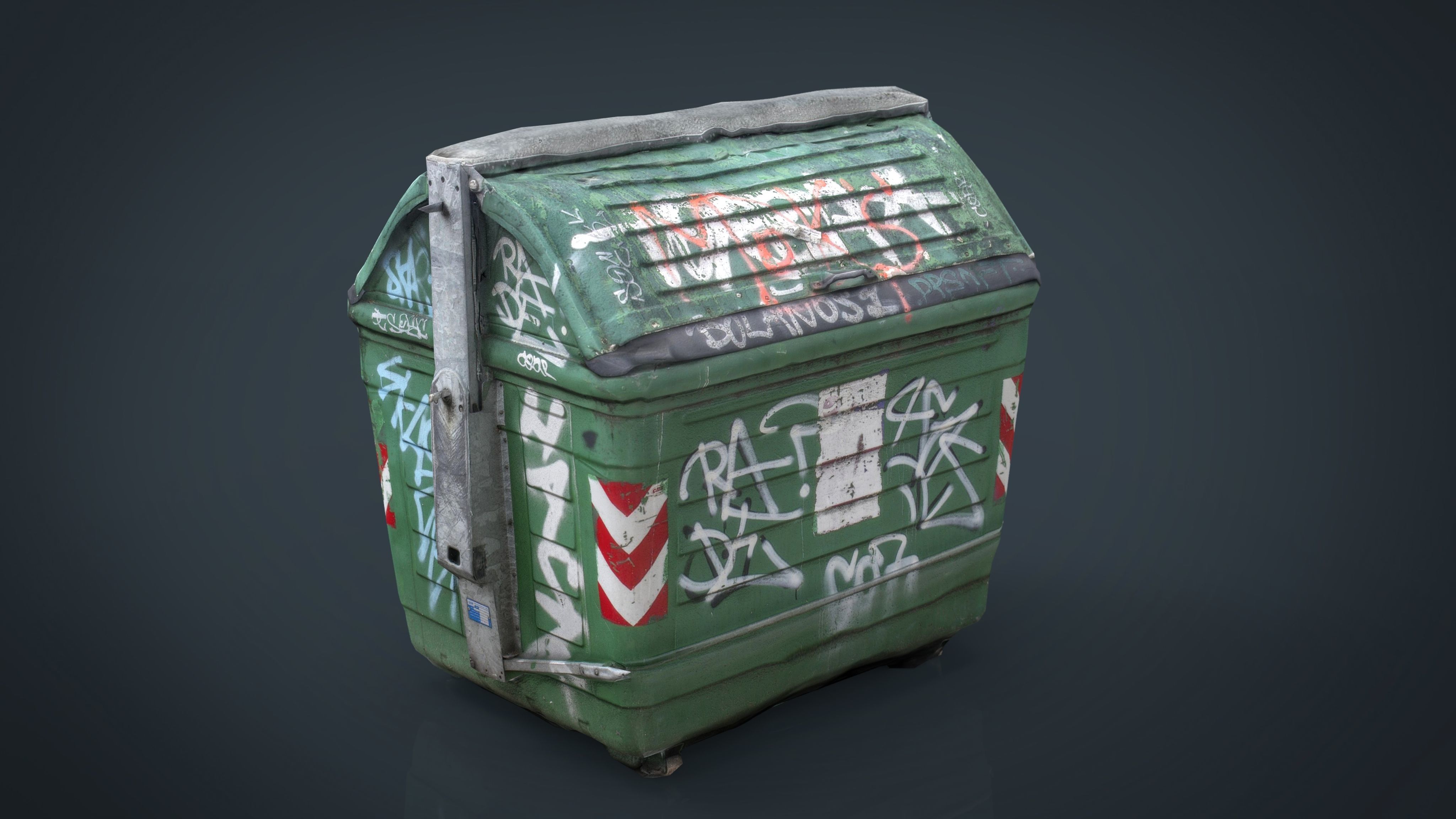 DUMPSTER trash can with graffiti Low-poly 3D model_16