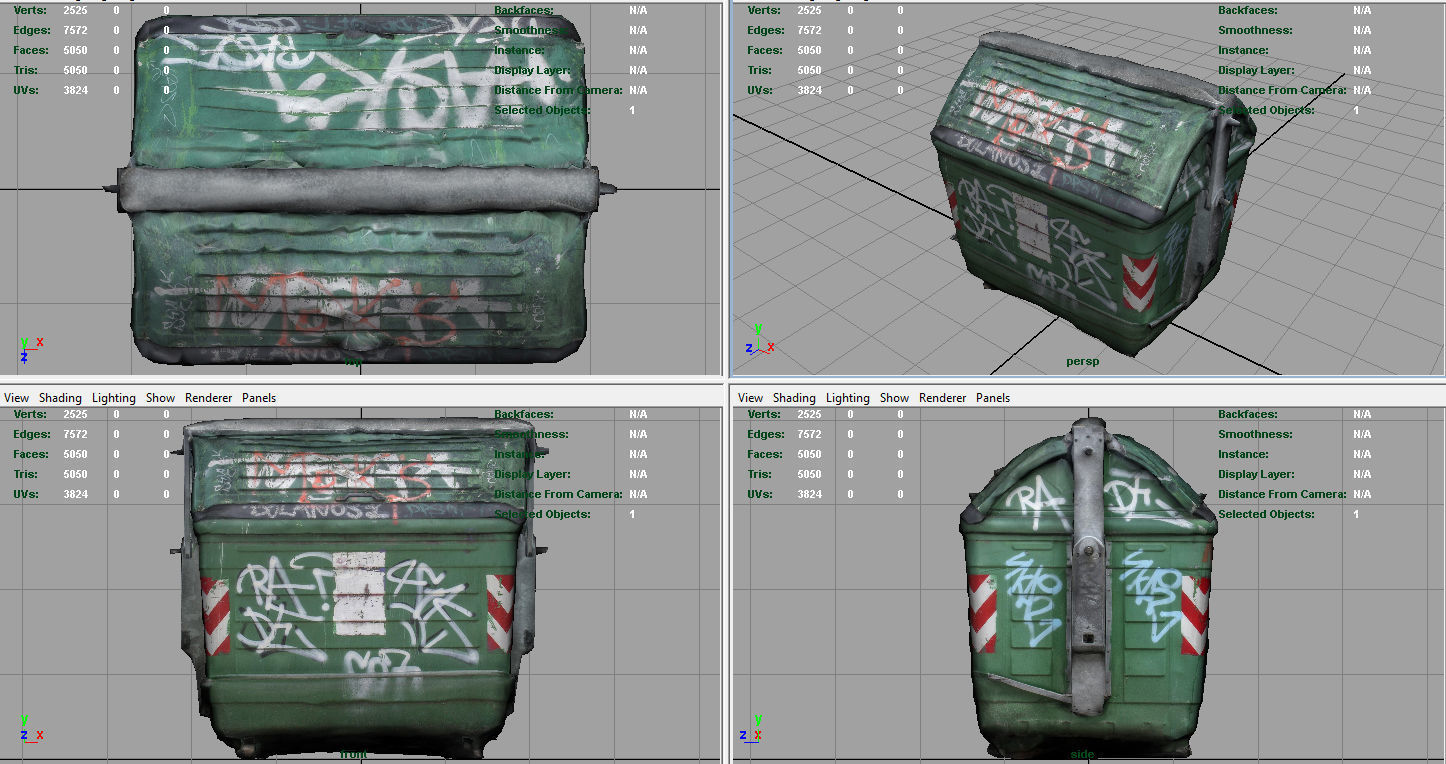 DUMPSTER trash can with graffiti Low-poly 3D model_9