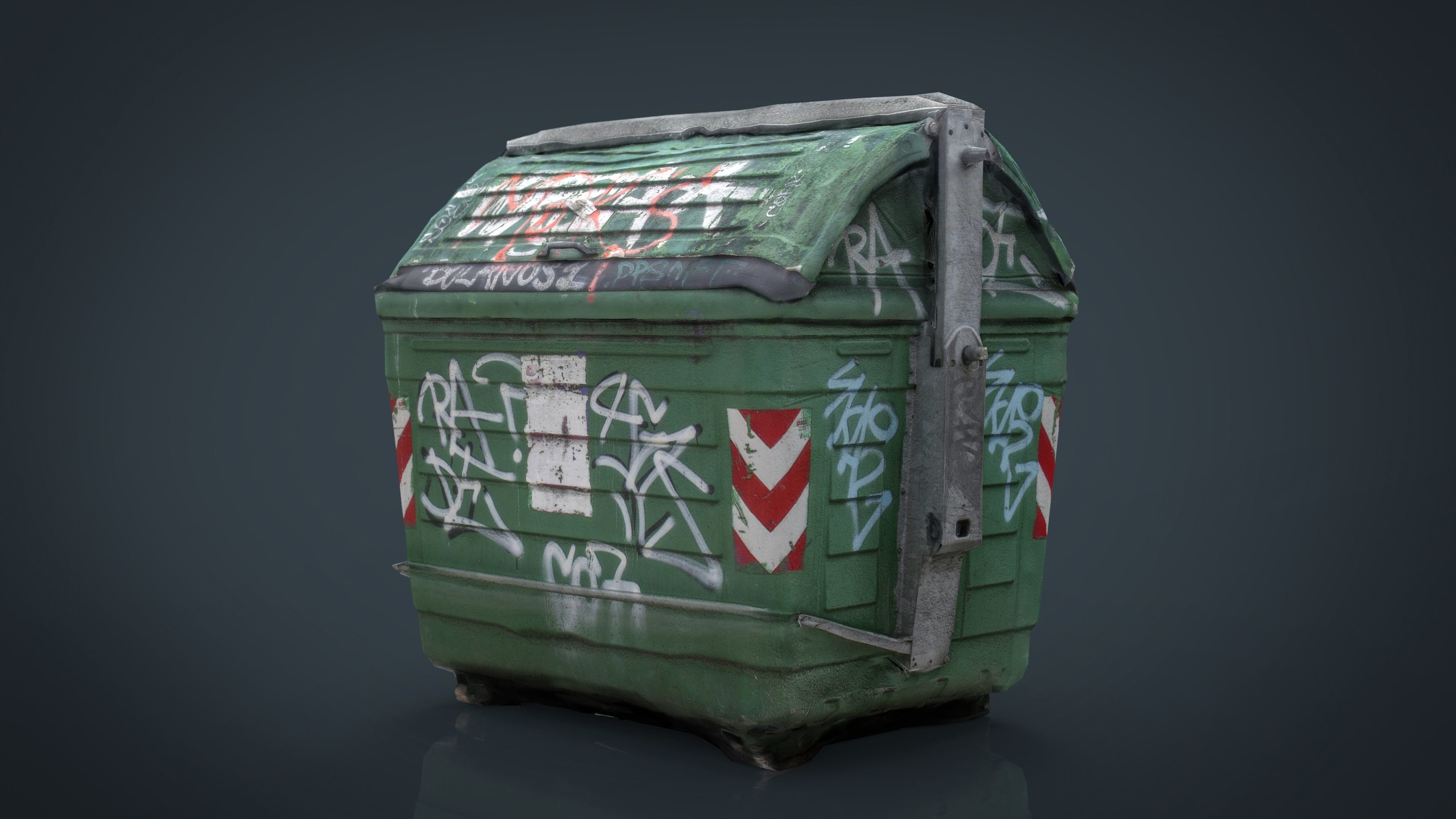 DUMPSTER trash can with graffiti Low-poly 3D model_4