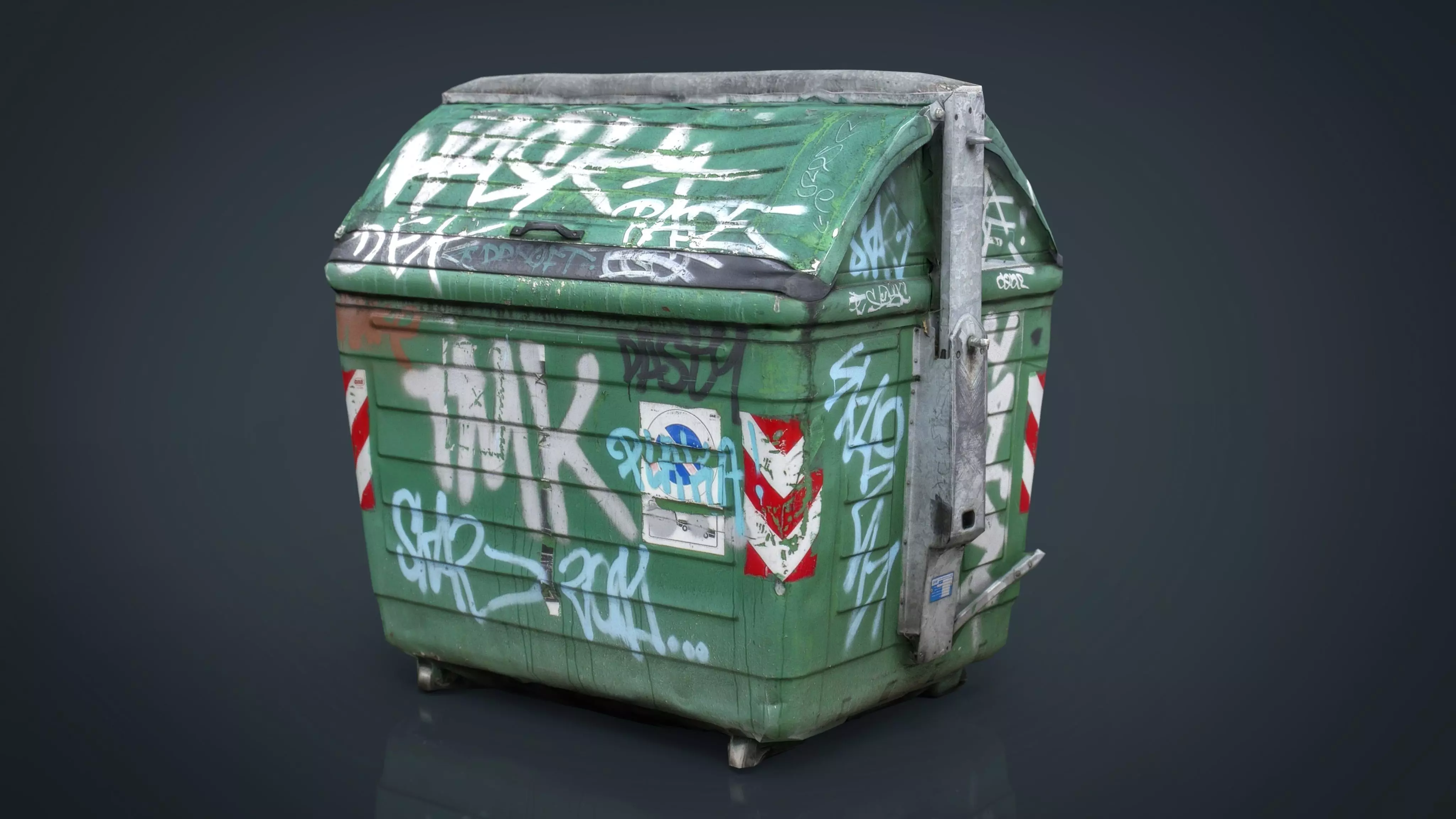 DUMPSTER trash can with graffiti Low-poly 3D model_0