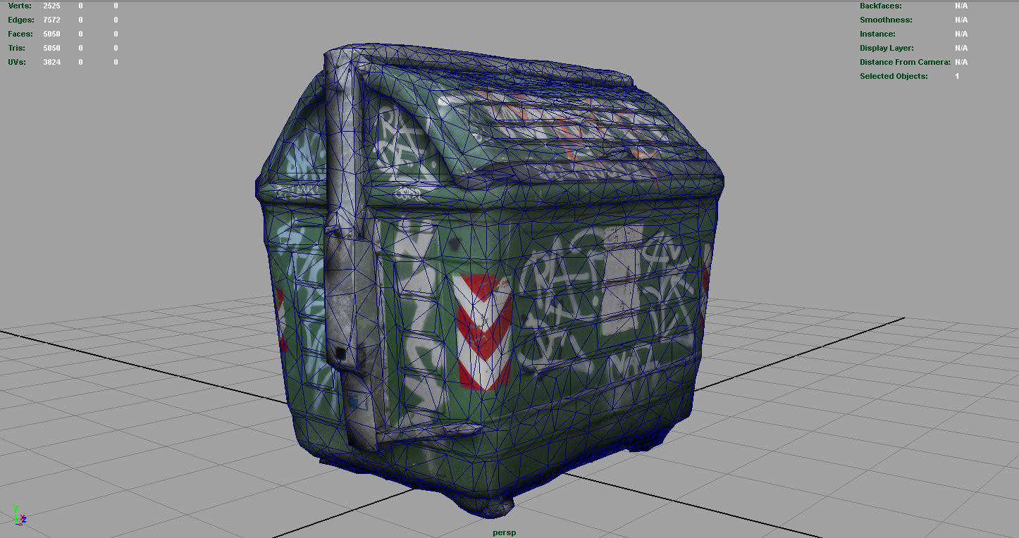 DUMPSTER trash can with graffiti Low-poly 3D model_14