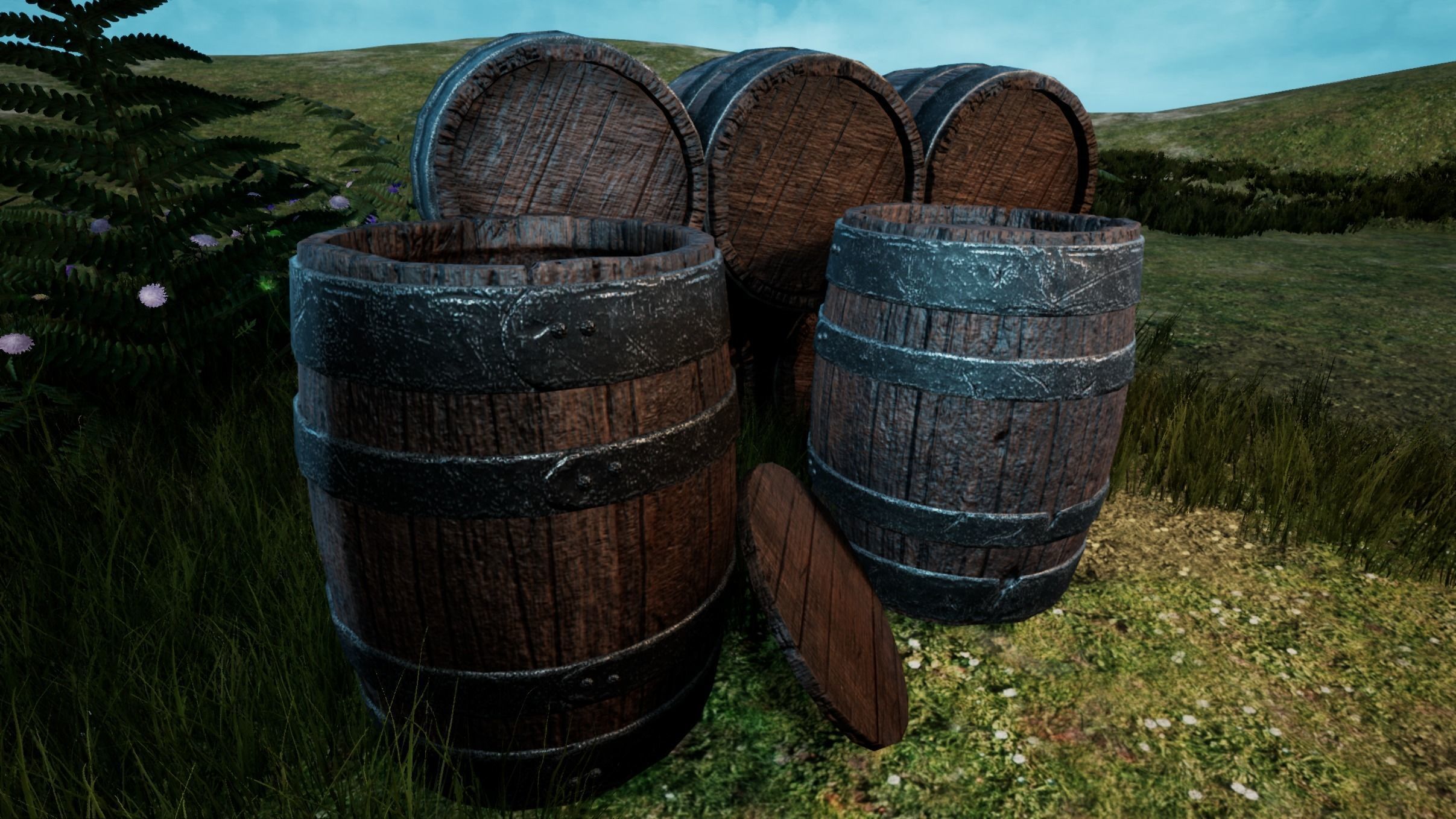 Game Ready Medieval Barrel LowPoly 3D Model Free low-poly 3D model_6
