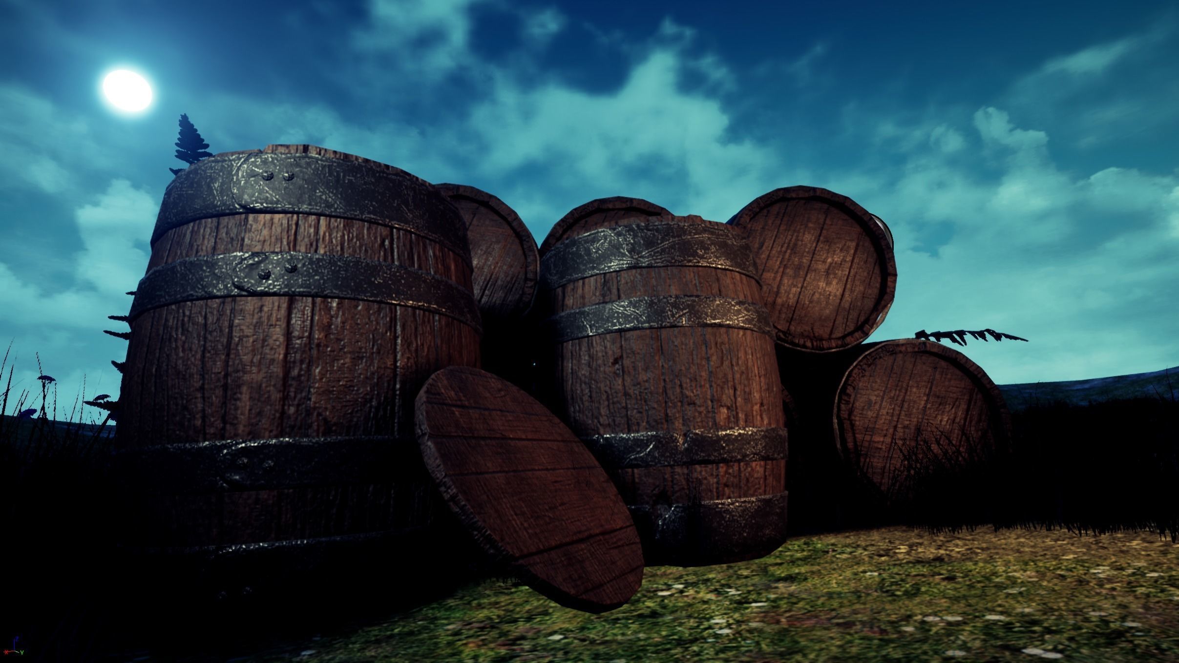 Game Ready Medieval Barrel LowPoly 3D Model Free low-poly 3D model_1