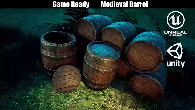 Game Ready Medieval Barrel LowPoly 3D Model Free low-poly 3D model Game Ready Medieval Barrel LowPoly 3D Model Free low-poly 3D model