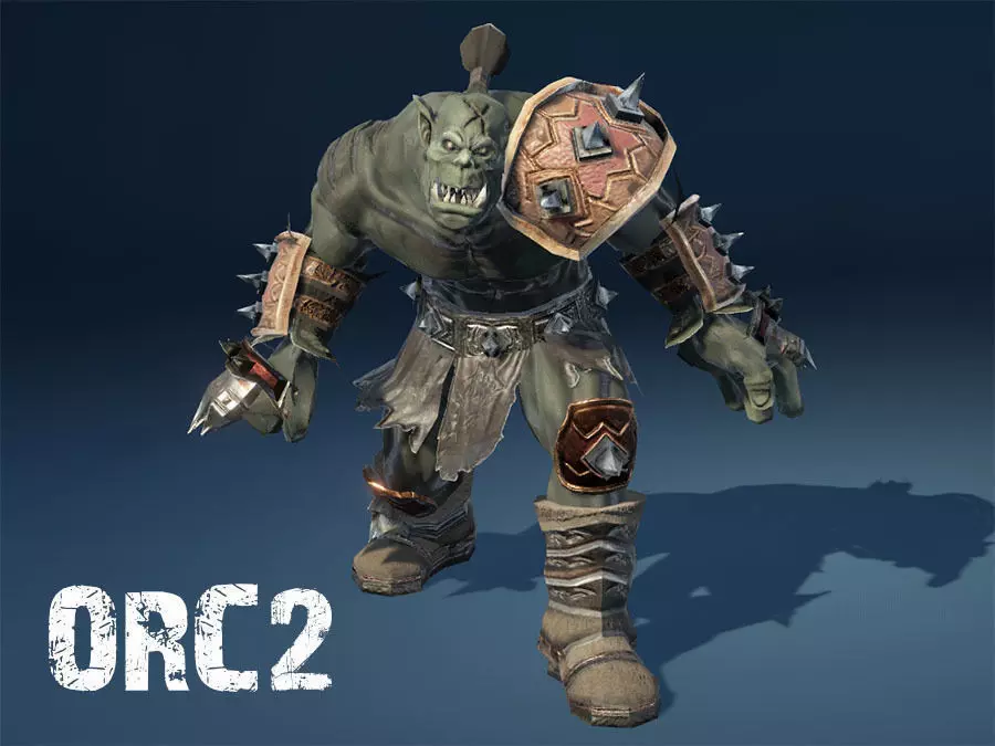 Orc 2 animated character Low-poly 3D model_0