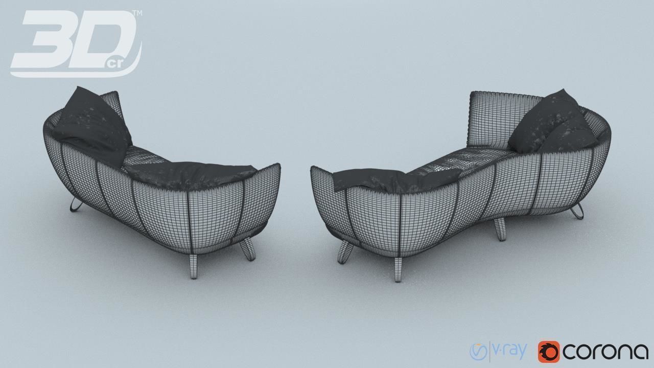 Divan Sofa Set 3D model_7