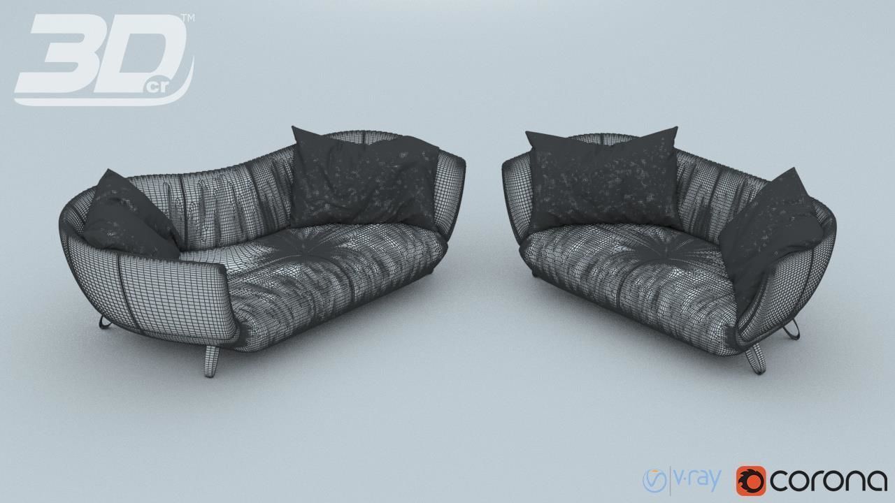 Divan Sofa Set 3D model_3