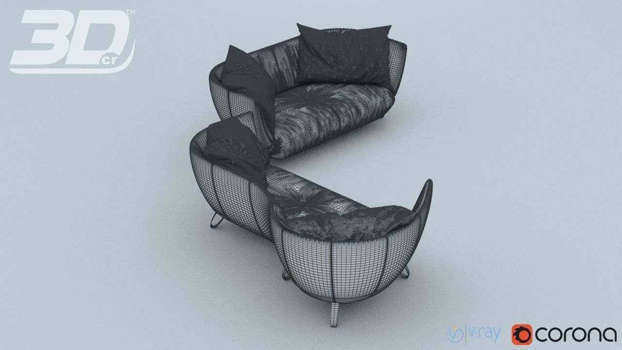 Divan Sofa Set 3D model_5