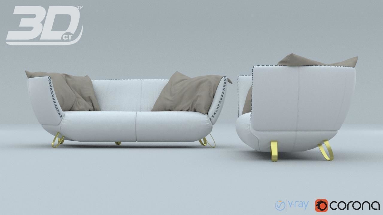 Divan Sofa Set 3D model_8