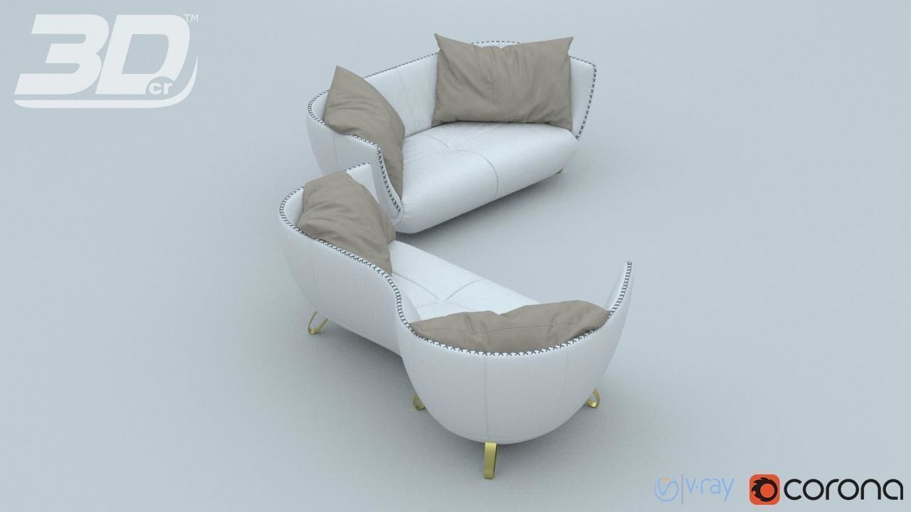 Divan Sofa Set 3D model_4