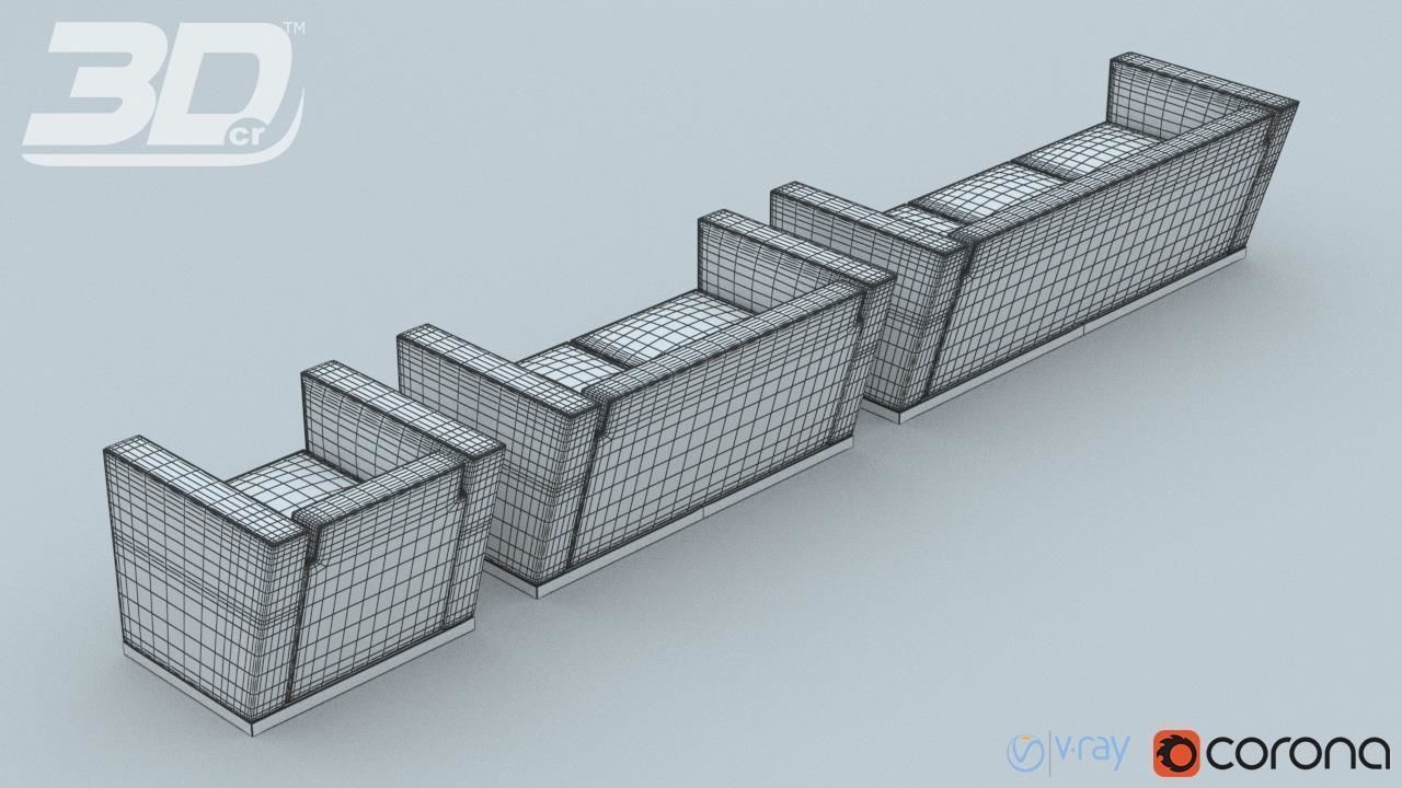 Harper seater set 3D model_8