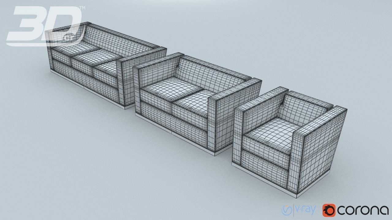 Harper seater set 3D model_2
